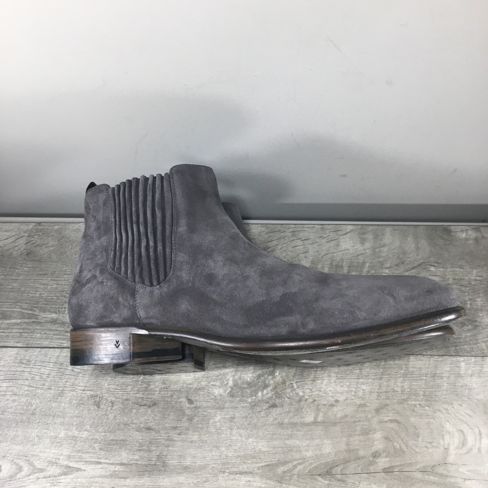John Varvatos Chelsea Eldridge Covered Gray Suede Work Men Pull On Boots Size 12 - Picture 9 of 12